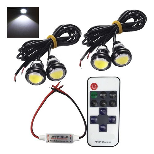 Led Olho De Aguia 23mm 4pç Com Central Controle Para Carro