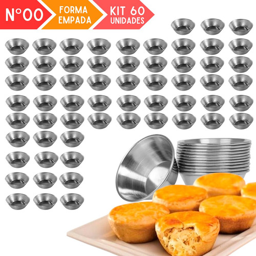 Kit 60 Forma De Empada N°00 Forminha Mini Empada Aço