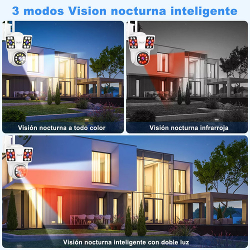 2nlf 12mp Cámara De Seguridad Exterior WiFi Inalambricas 3 Lentes 3 Pantallas Zoom Digital 10x Audio Bidireccional