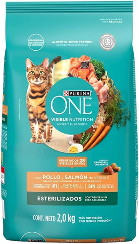 Purina One Gato Esterilizado Pollo Y Salmón 2 Kg + Regalo 