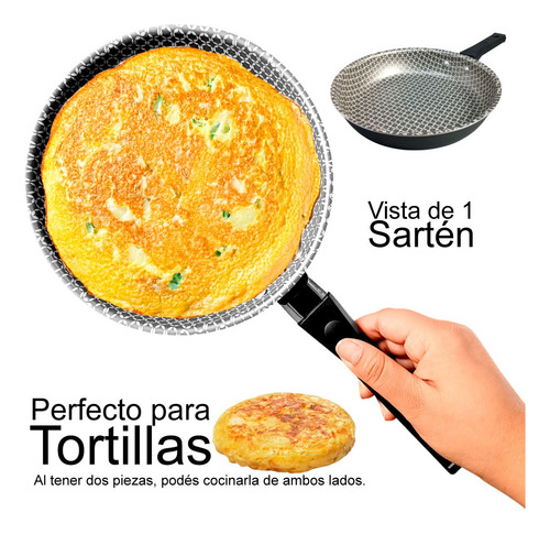 Sarten Doble Omeletera 18cm Antiadherente Marcolar Tortilla