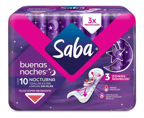 Toallas Femeninas Saba Buenas Noches Sin Alas 10 Toallas