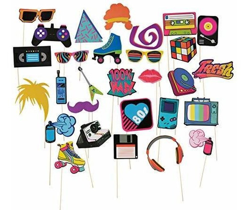 80s Photobooth Props Suministros Para Fiesta De  30pack 80s 