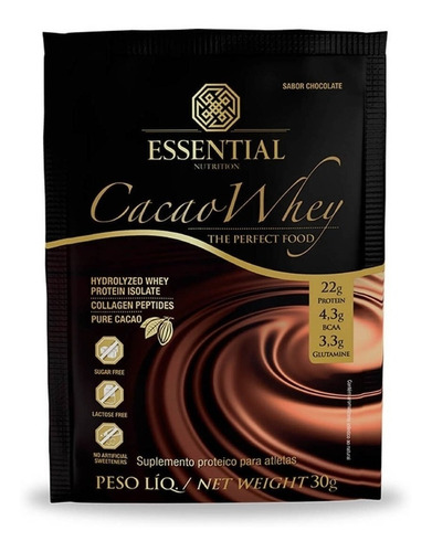 Suplemento em pó Cacao Whey Sachê 30g Essential Nutrition
