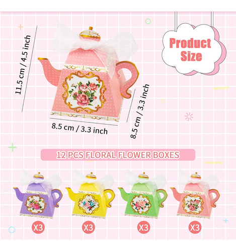 12 Cajas De Regalo Para Fiesta De Té De Flores, Cajas De Dul