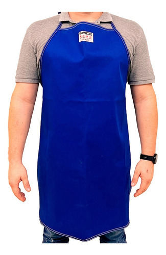 Avental Cozinha Industrial Resistente Proteção De Calor Cor Azul Desenho do tecido Liso