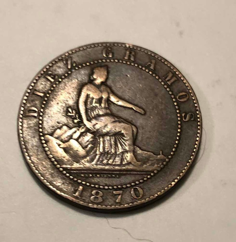 Moneda Gob Prev España  Diez Céntimos Diez Grs -1870-