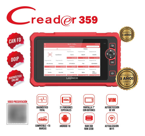 Scanner Automotriz Launch X431 Crp359 Can Fd Calibr Cuer Ace