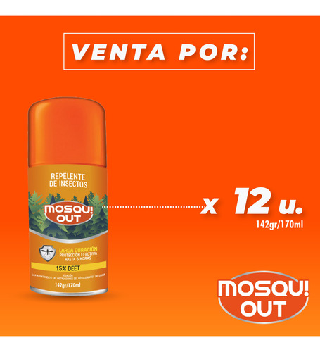 Repelente Mosquitos Mosqui Out Spray Aerosol 170ml X 12 Unid