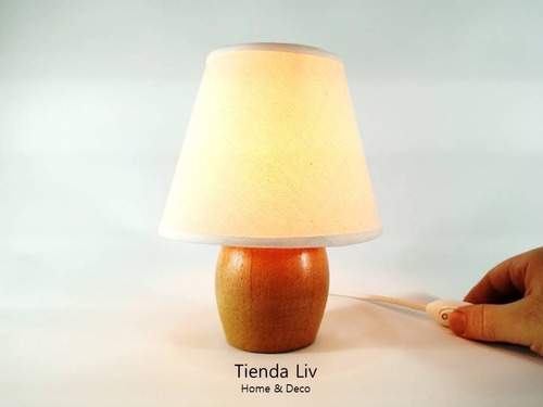 Imagen 6 de 7 de Velador Con Pantalla Estilo Moderno Escandinavo Base Madera