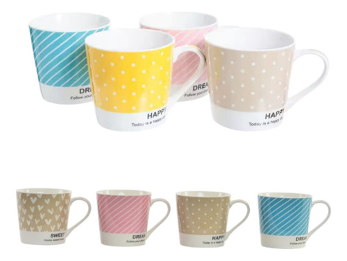 Set De 4 Tazas Haus Cerámica Para Café