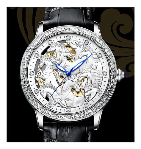 Reloj De Moda Mecánico Kimsdun Luminous Hollow Color Del Fondo Plateado