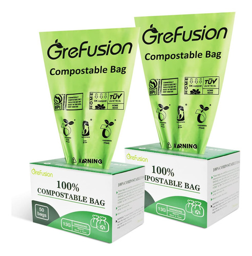 Bolsas De Basura Compostables Gfusion, 13 Galones, 100 Unida