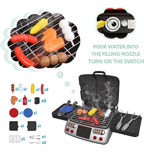 Parrilla De Barbacoa Pretend Play Para Niños Con Luces