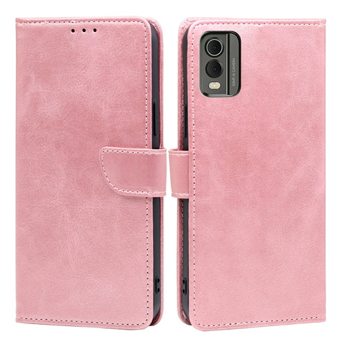 Funda De Teléfono Pu Con Textura De Becerro En Oro Rosa Para