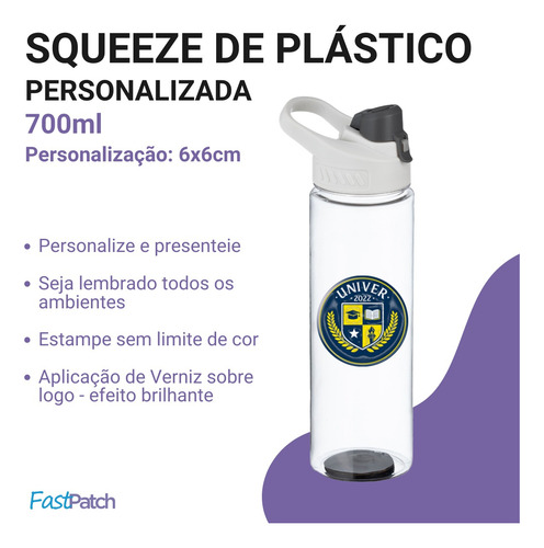 Kit 70 Squeeze Personalizado 700 Ml Plástico Nome Logo