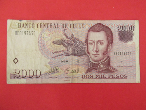  Billete Chile 2.000 Pesos Firmado Massad - Carrasco 1999 