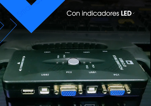 Imagen 5 de 10 de Switch Kvm 4 Puertos Usb Monitor Teclado Mouse Impr + Cables
