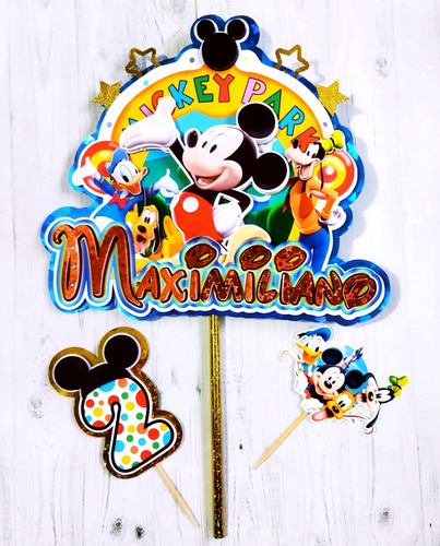 Topper Para Tortas Minitoppers Mickey Mouse Personalizados