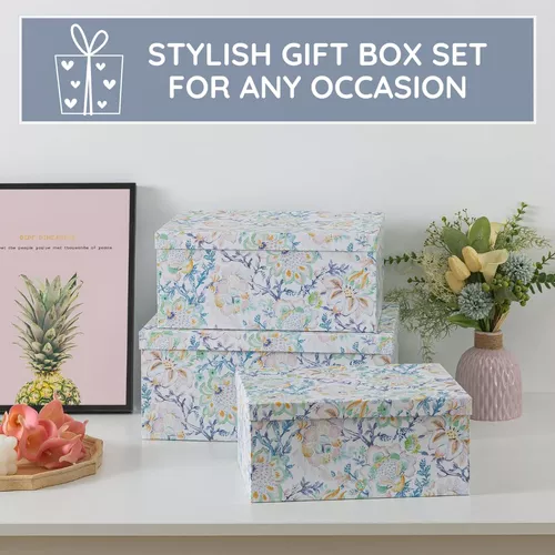 Soul & Lane Cajas de almacenamiento decorativas de cartón con tapas para  decoración del hogar, juego de 3: caja de almacenamiento de fotos florales