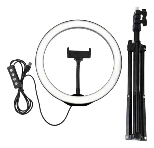 Aro De Luz Led Grande 26cm Con Soporte Celular Grabar Videos Estructura Blanco Luz Tres blancos