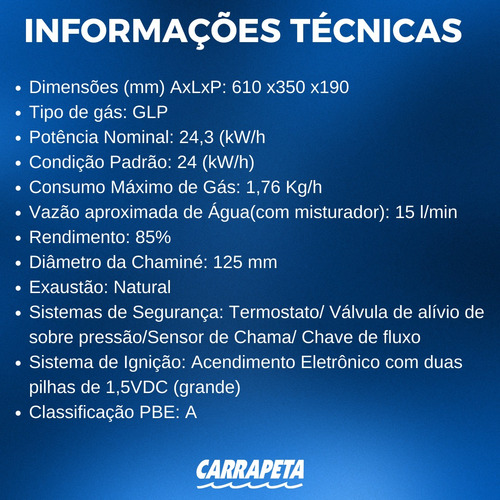 Aquecedor a gás GLP Rinnai REU-M150 branco