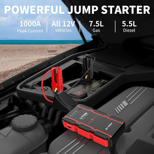 Arrancador Portátil Para Coche, 1000 A Pico 13800 Mah Baterí