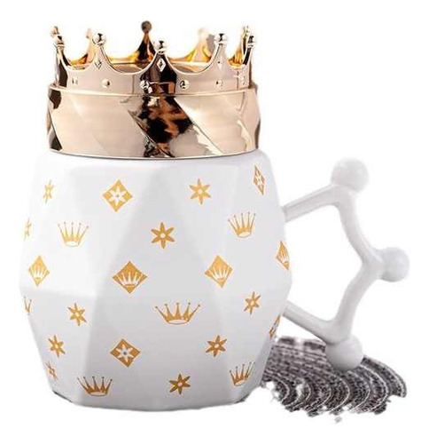 Taza Con Tapa De Corona Apta Para Café Y Leche Como Regalo 