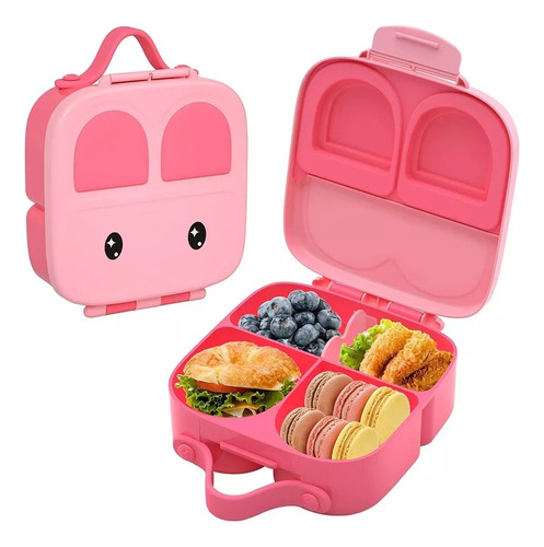 Caja Almuerzo Para Bebés Accesible, Conejo Kawaii Con Fugas