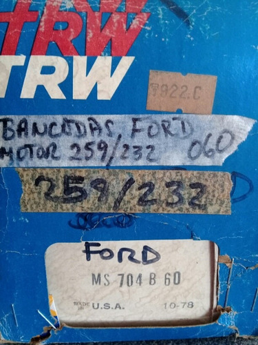 Conchas De Bancadas O Cojinetes Motor 259 232 Ford 060