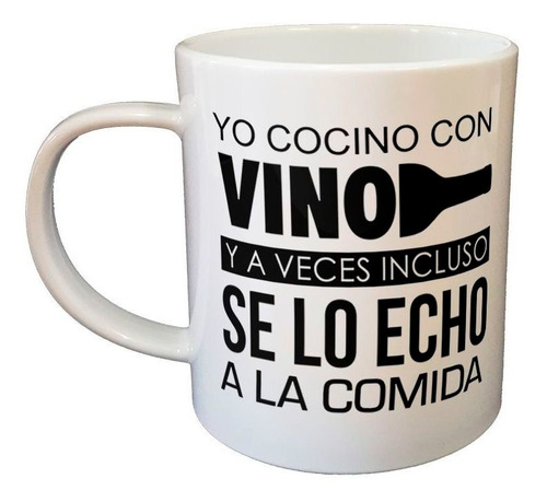 Taza De Plastico Frase Yo Cocino Con Vino Negro Botella
