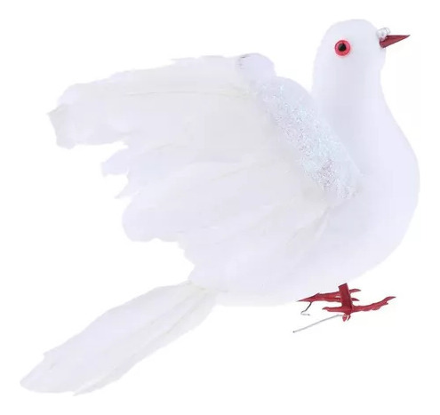 . Adorno Navideño Con Plumas De Paloma Blanca, 26 Cm, 2