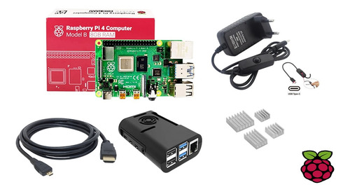 Kit Raspberry Pi4 Pi 4 Model B 8gb Ram C/ Fonte,case,dissip