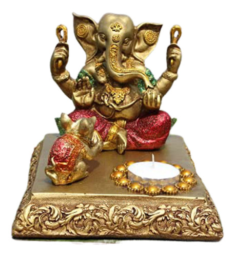 Antique Nirmala Soporte Para Vela Diseño Ganesh Estatua Dio