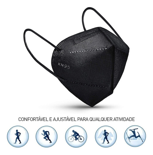 200 Máscaras Descartáveis Preta Kn95 Pff2 Wwdoll Cód Anvisa Cor Preto