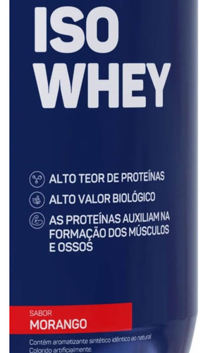 Whey Isolado Max 900g Proteína 100% Isolada Sabor Morango Sabor Whey Morango
