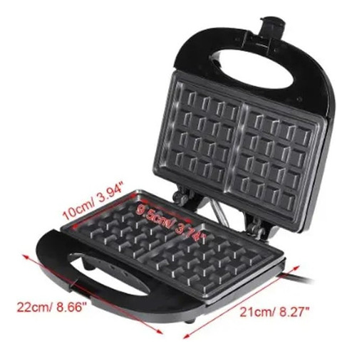 Waflera Eléctrica Antiadhere Negra 750w Clásico Estilo Belga