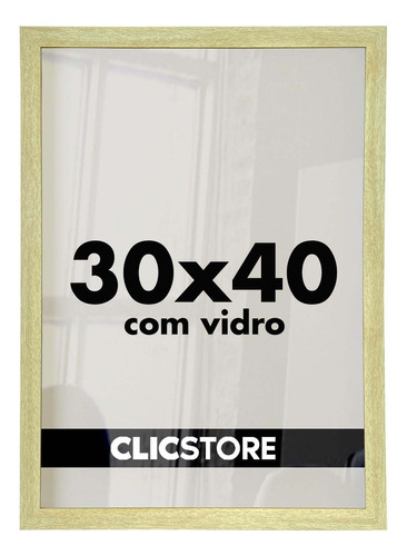 Kit 2 Moldura 30x40 Quadro C/ Vidro Poster Porta Certificado Cor Carvalho Liso