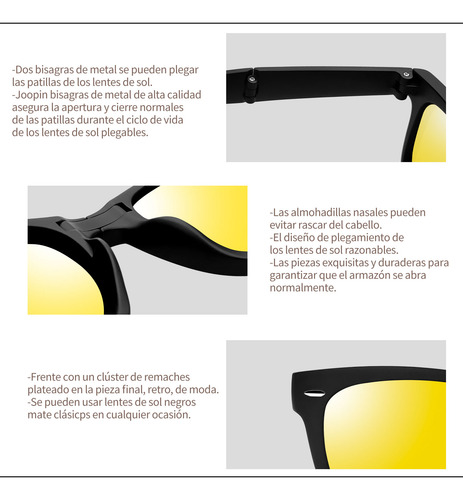 Lentes Nocturnos Plegables Manejar Hombre Dama Moda Uv Moto