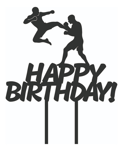 Topper Cake Decoracion Torta Karate Boxeo Pelea Mma Negro