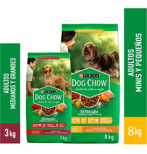 Pack Dog Chow Adulto Grande Y Mini 3kg +8kg