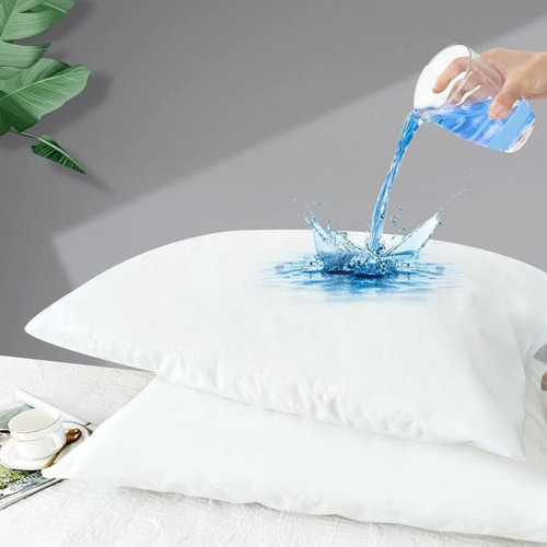 2pcs Funda De Almohadas Impermeable Protector - Estándar Color Blanco
