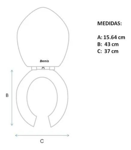 Asiento Para Wc Bemis Blanco Corto Abierto Blanco