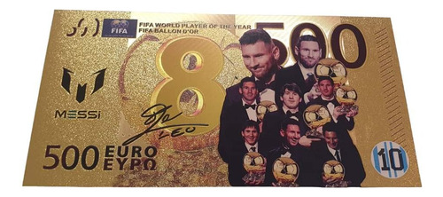 Billete De Messi Coleccionable De 8 Balones De Oro Color Oro