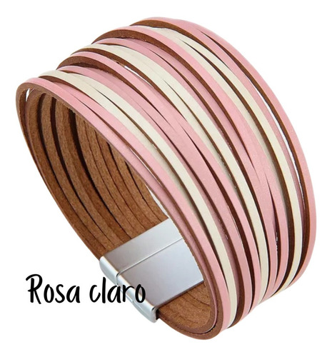 Imagen 5 de 10 de Pulsera Mujer Brazalete Ancho Piel Cuero Broche Magnético