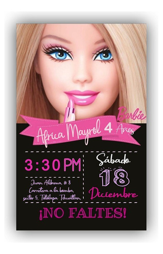 35 Invitaciones En Físico Y 1 Digital De Barbie