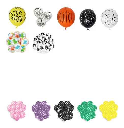 Dada® Globos Látex 30cm Estampado Decorar Fiesta Pack 12 Un