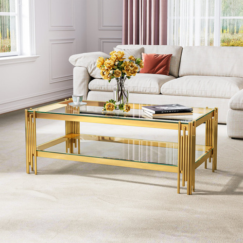 Mesa De Centro Con Tapa De Cristal Westco Rectangular