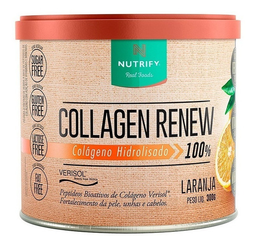 Collagen Renew Hidrolisado Nutrify - 300g - Colágeno Verisol Sabor Laranja