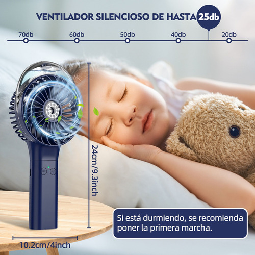 Ventilador Niebla Mini Plegable Mano Eléctrico Con 3 Niveles